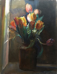 Tulips In Stone Pot Tulips In Stone Pot