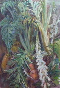 Foxgloves, Leaves And Pots Foxgloves, Leaves And Pots