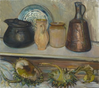 Pots And Sunflower Heads Pots And Sunflower Heads